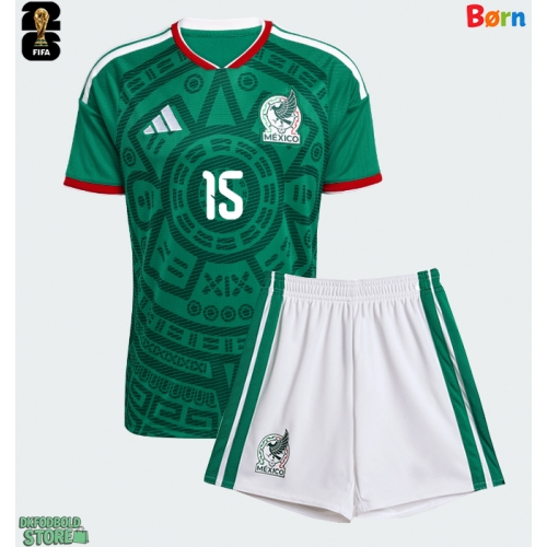 Mexico Israel Reyes #15 Replika Babytøj Hjemmebanesæt Børn VM 2026 Kortærmet (+ Korte bukser)
